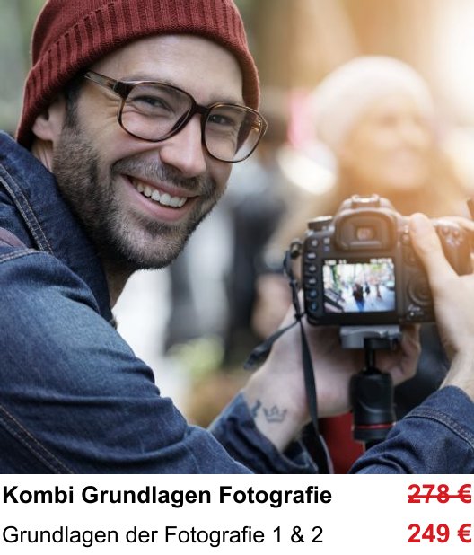 Praxisnaher Fotokurs Fotografie-Grundkurs Teil 1 und 2 in Düsseldorf